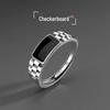 Chiba Thai Pánský stříbrný šachovnicový epoxidový prsten - Trendy, všestranný, šperk s otevřeným designem