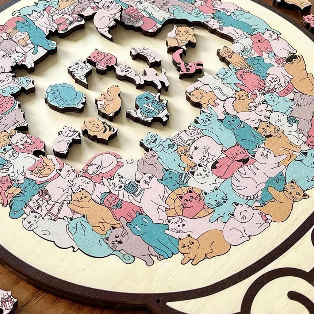Holzpuzzle in Tierform Katze 135 Teile Langlebig Präzises Spielzeug Holz-Puzzles für Katzenliebhaber Familie Freunde Heimdekoration