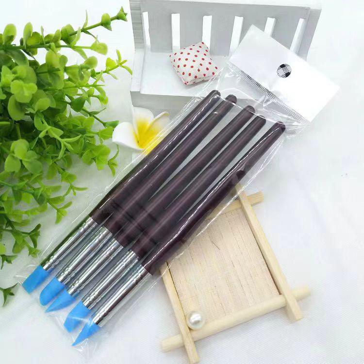 5-Piece Silicone Watercolor & Oil Painting Masking Brush Set for Art & Nail Art