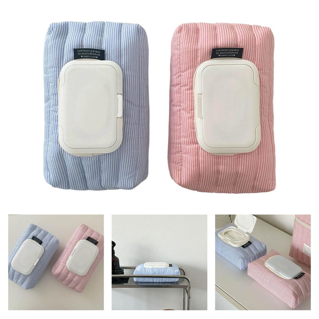 Gestepptes Streifenstoff Feuchttuch-Etui Strapazierfähiger Polyester Auto-Organizer mit Klappdeckel zur Aufbewahrung von Feuchttüchern