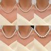 French Light Luxury Small Fragrance Basic Textured High-Quality Glass Pearl Necklace Collarbone Chain Women'S Neck Chain Simple