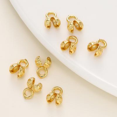 10/20pcs 14/18K Gold Plated Thread Cord Bead Cover Clasp Bracelet End Clasps Connector for DIY Jewelry Making Accessories