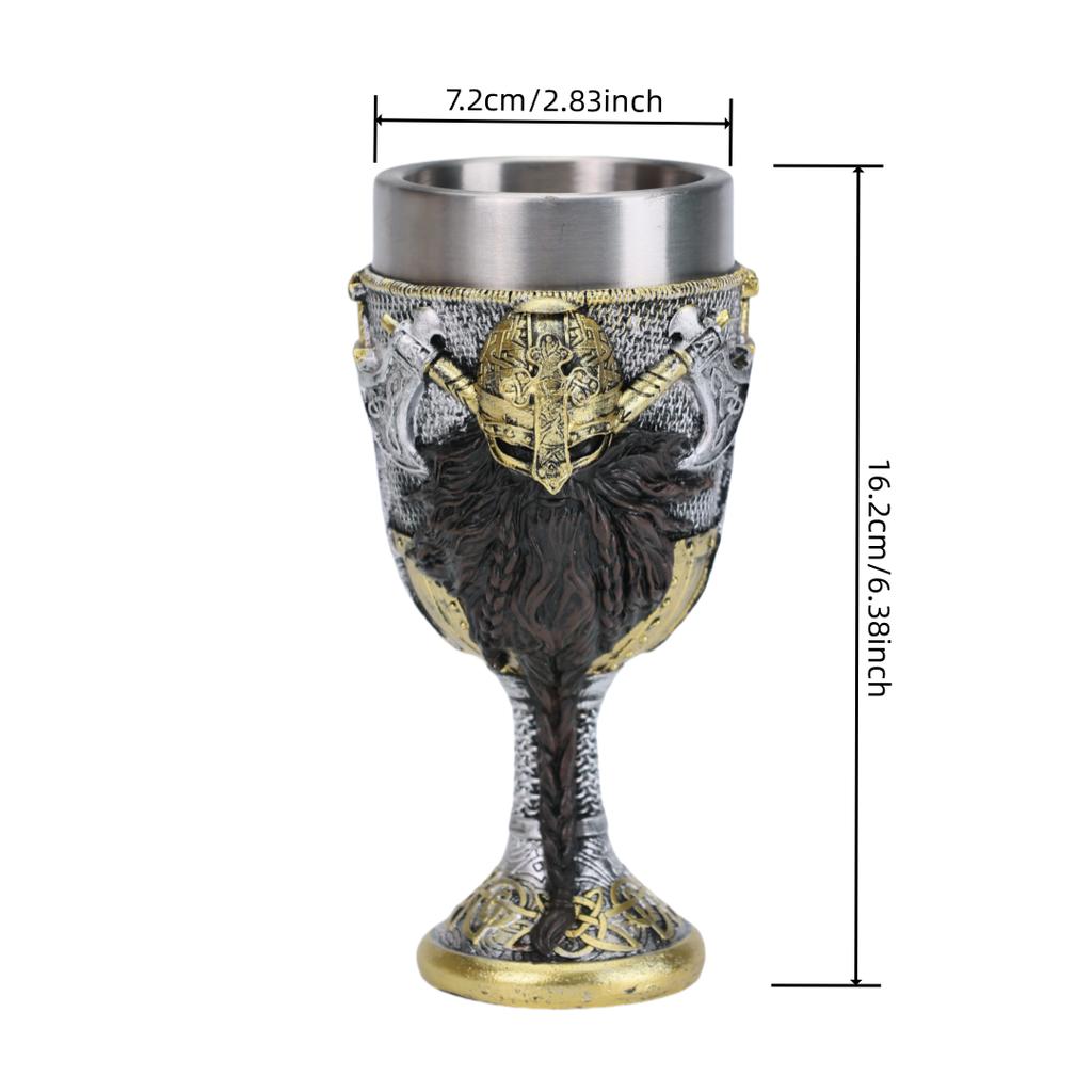 Cross-border medieval retro beer cup resin stainless steel coffee cup creative viking mug bar ornament