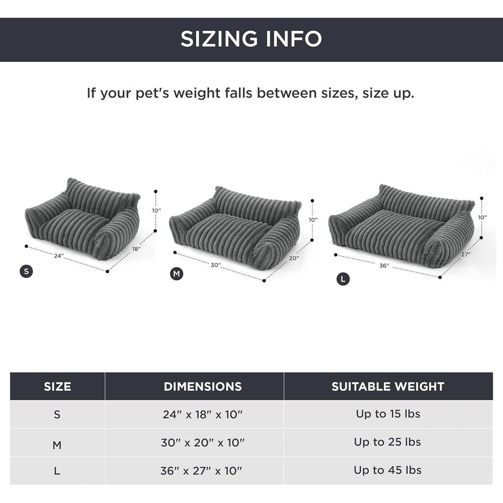 Self-Warming Plush Pet Couch Bed - Calming Orthopedic Sofa for Cats & Small Dogs, Removable Washable Cover with Non-Slip Bottom