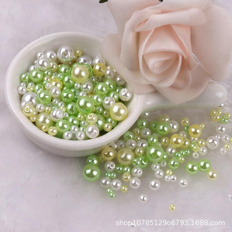 3-8mm Straight Hole Round ABS Imitation Pearl Multicolors Round Acrylic Beads Loose Beads for DIY Craft Scrapbook Decoration