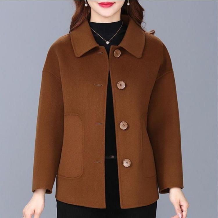 Korean Fashion Womens Pure Wool Coat Autumn Winter Hot Style Casual Loose Short Coat Temperament Mother Wear