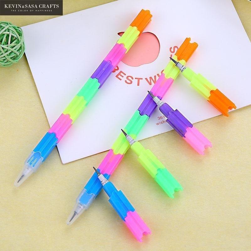 5 Stück/Los Kreativer Regenbogen Stapelstift Tauschstifte Baustein Nicht Anspitzbarer Bleistift Schreibstift für Kinder Niedliche Bleistifte