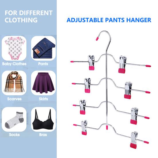 Pants Hanger Good Load-bearing Multi-layered Rustproof Non-slip Simple Installation 4 Tier Wardrobe Clothes Organizer Pants Hanger Household Supplies