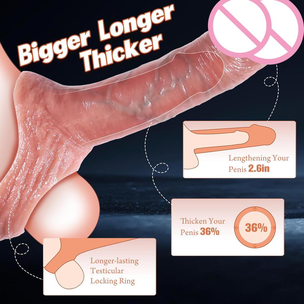 Reusable Penis Sleeve Magnify Cock Ring Delay Ejaculation Penis Condoms Dick Silicone Glans Cover Enlargement Sex Toys For Men