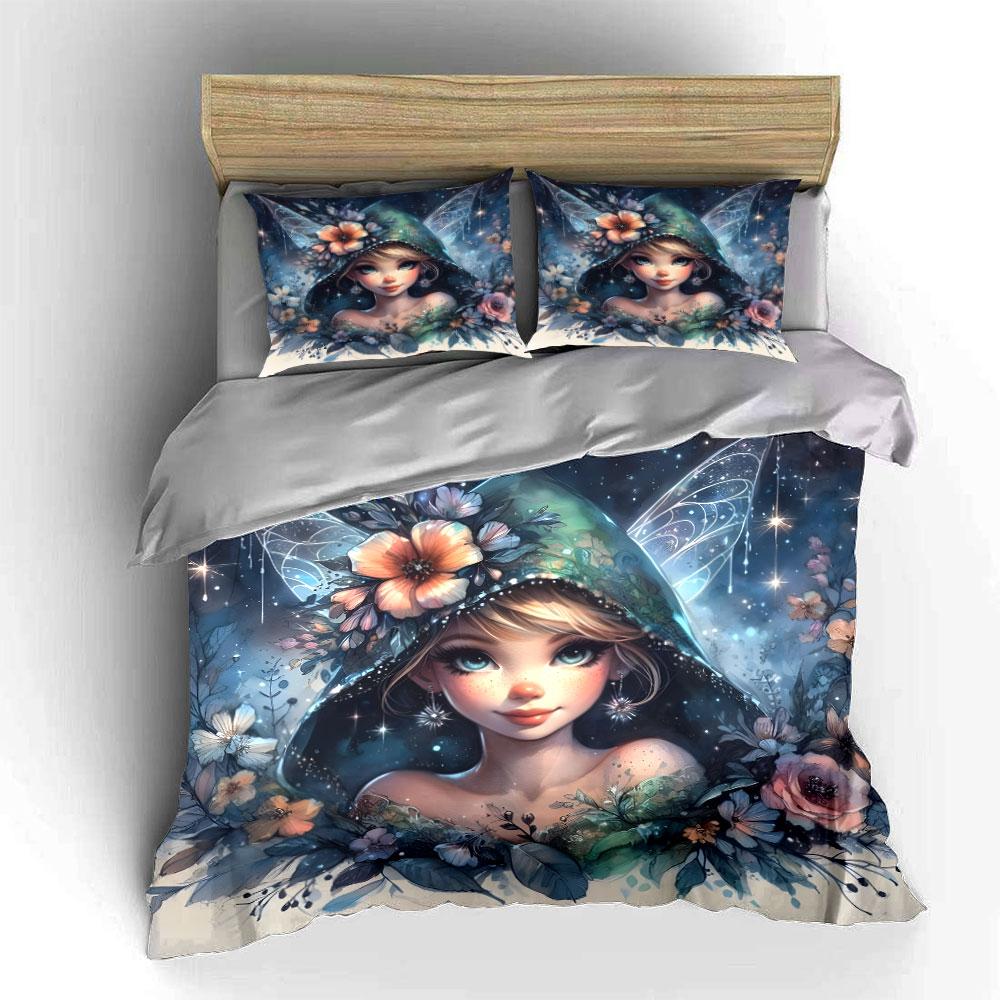 Fairy-Themed Floral Costume Set Multiple Sizes Kid'S And Adults' Bedroom Exquisite 3Pc Bedding Set, Gift