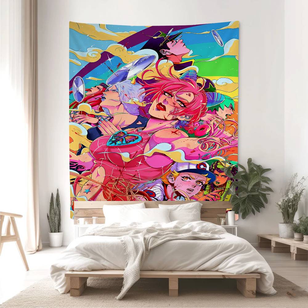 Anime JoJo Bizarre Adventure Retro Tapestry Art Printing Cheap Hippie Wall Hanging Wall Tapestries Mandala Art Home Decor