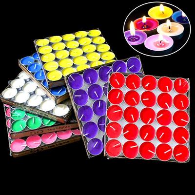 50-pack of Round Smokeless Wax Candles for Birthdays, Christmas, Proposals, and Romantic Arrangements. Burns for 2 Hours.