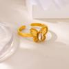 Dainty Four Leaf Clover Butterfly Stainless Steel Rings Gold Color Anti Fading Ring for Women Jewelry Wedding Accessories Gifts
