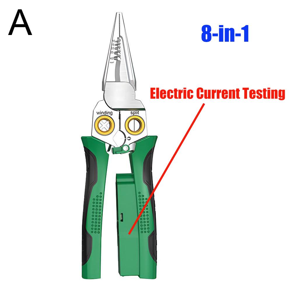 8 in 1 Multifunctional Wire Stripper Scissors Cutting Pulling Crimping Wires Strippers Cable Scissors Electrical Measuring Plier