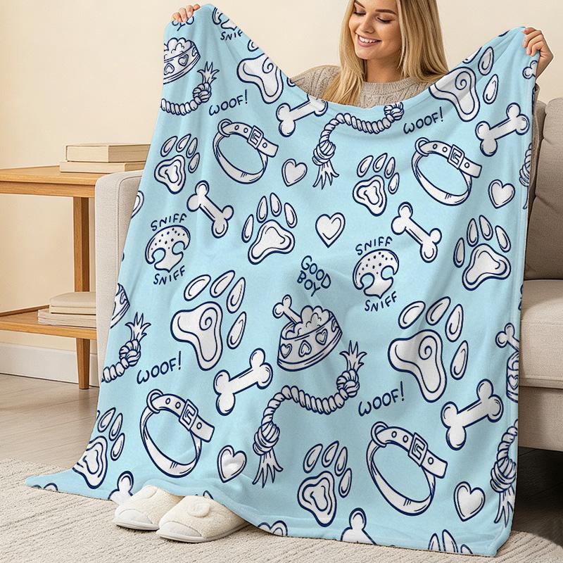 Lightweight Pet-Themed Flannel Blanket Soft, Skin-Friendly, Warm & Cozy for Home, Christmas, Halloween & Relaxing