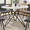 Mesa de Jantar Redonda (100×100×76cm) para 4 Pessoas, Adequado para Sala de Jantar, Sala de Estar, Pernas de Mesa de Metal Estilosas, Tampo de Mesa de MDF Mármore, Preto