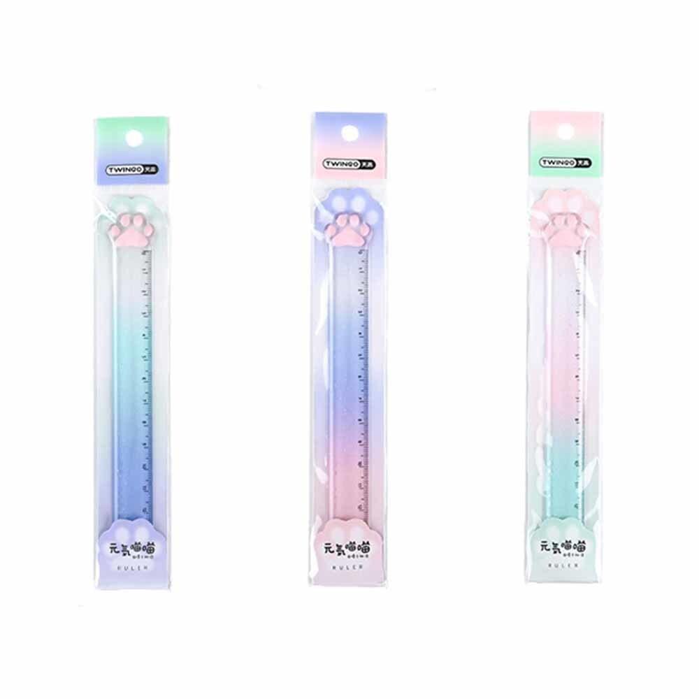 1 Piece Cute Kitty Cat Paw Straight Ruler Kawaii Stationery Funny Drawing Gift Korean Office School Measuring Drawing