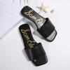 [Foreign Trade] 2025 Summer New Outer Wear Open-toed Black Flat-bottomed Slippers Pad with Letters Sandals Women