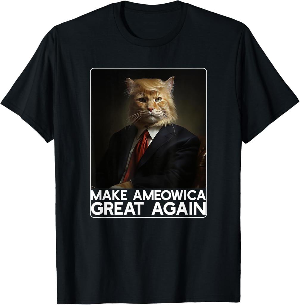 Machen Sie Ameowica wieder großartig Lustiges Donald Trump Katzen-Meme T-Shirt Klein Schwarz