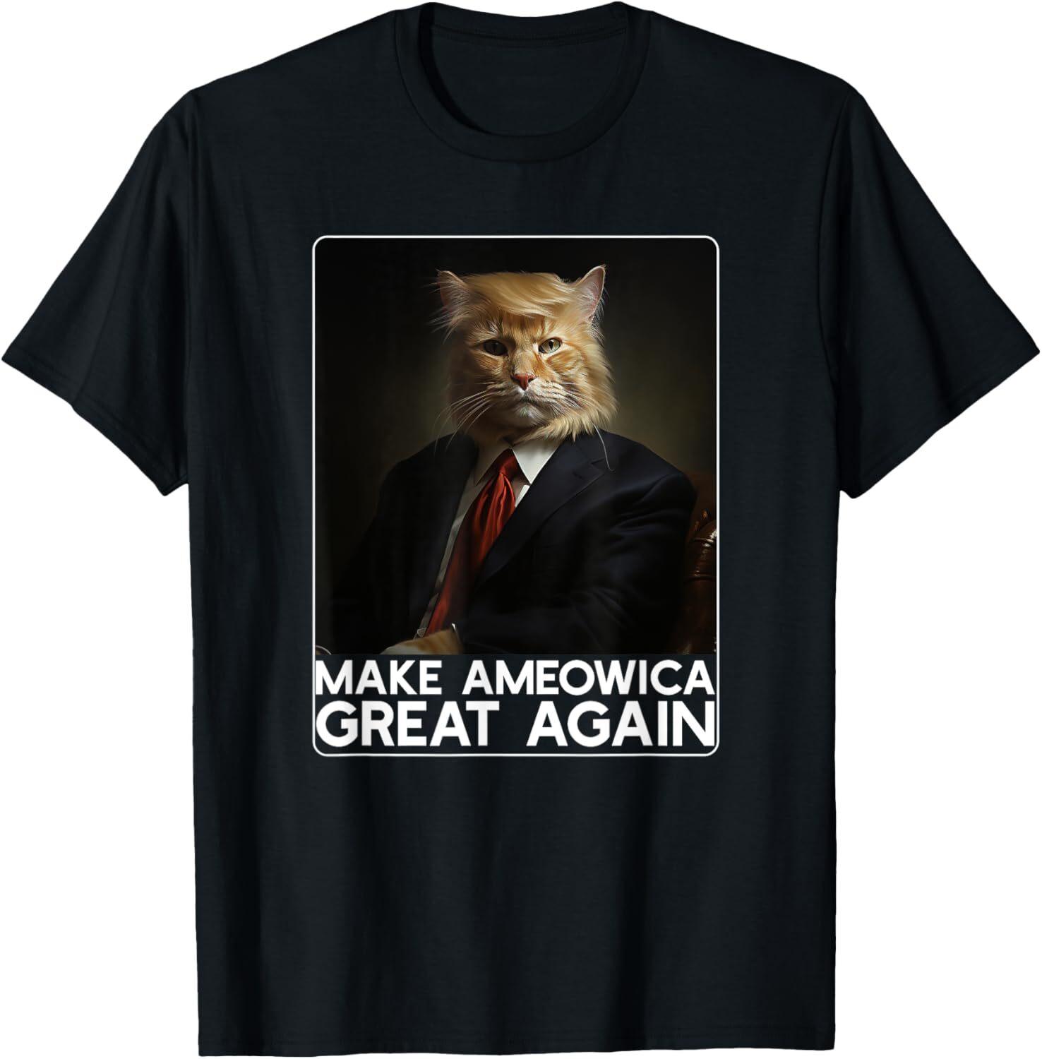 Make Ameowica Great Again  Funny Donald Trump Cat Meme TShirt Small Black S