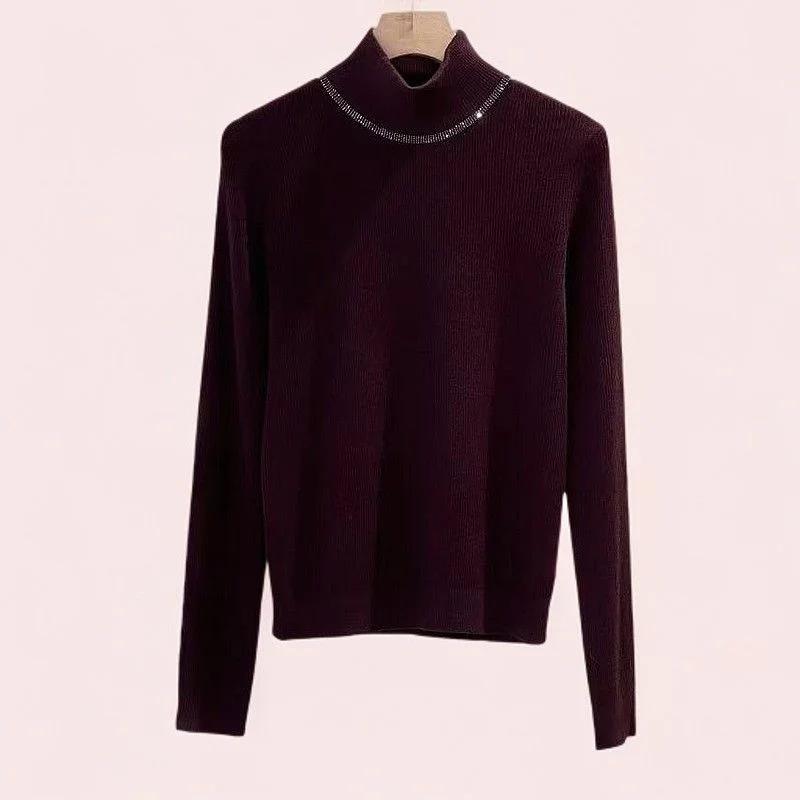 Korean Version of Commuting Simple Base Knit Sweater Top High-neck Ironing Sweater for Women with Slim Fit and Fashionable