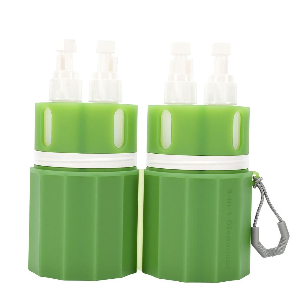 4 in 1 Suction Cup Travel Bottles 55ml Each Refillable Silicone Liquid Travel Pump Bottles Green