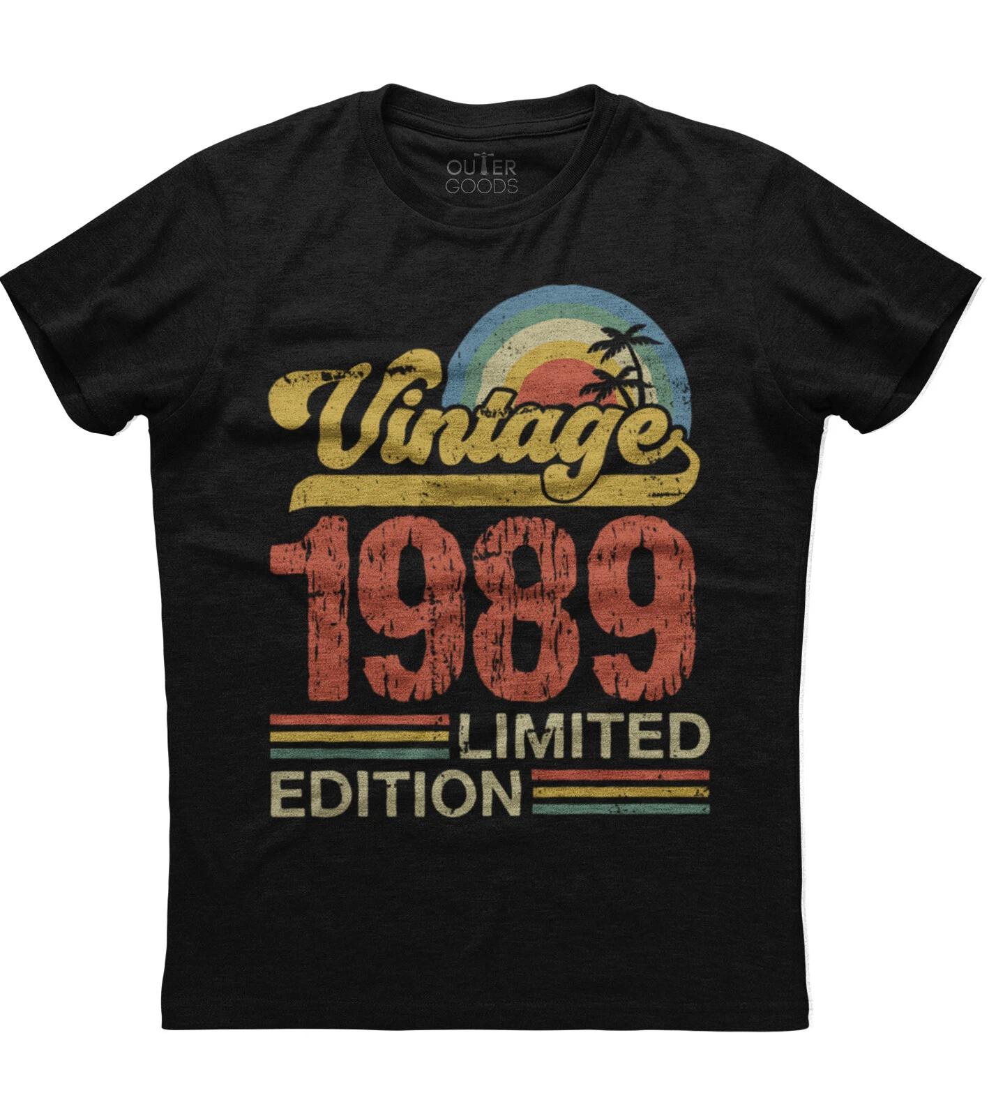 Birthday Gift Classic Old Vintage 1989 Limited Edition Rainbow Palm Tree T-shirt S