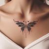 Schwarzer Schmetterling Tattoo Aufkleber Weibliche Brust Wasserdicht und Schweißfest Fortgeschrittener Sinn, Spice Girl Schlüsselbein Aufkleber