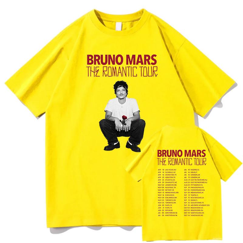 2026 New Album Song THE ROMANTIC TEE Bruno Mars High Quality Fashion Tee-shirt Fashion 100%Cotton Round Neck Clothes Camisetas