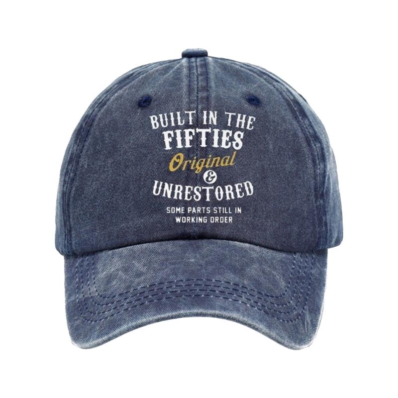 Humorous Baseball Cap with Builtin Fifties Text Wash Cotton Adjustable Dad Hat for Daily Outfit Women Men Accessory