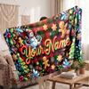 Christmas Custom Name Printed Flannel Blanket Warm Comfort Bed Throw Home Decor Holiday Gift