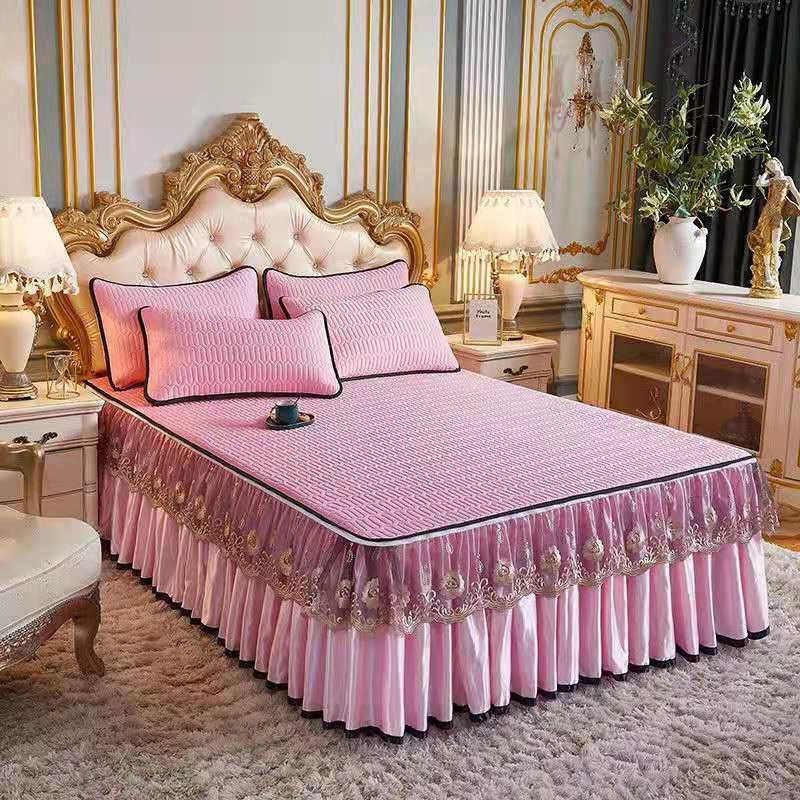 3pcs Bedding Set European Luxury Summer Cooling Bedspread Latex Ice Silk Elegant Bedcover Zipper Removable Quilted Bedspread