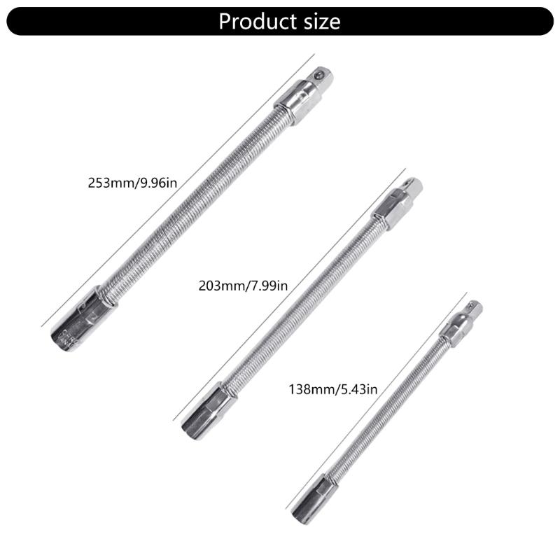 3Pcs Bendable Bar Flexible Socket Extension Rod Socket Extension Bar For Wrench Flexible Extension Rod Connecting Socket