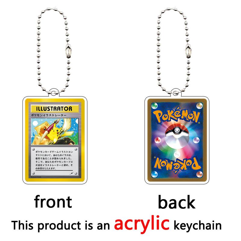 Japanese Cartoon Pocket Anime Acrylic Pendant Keychain Charizard Squirtle Bulbasaur Keyring Bag Pendant Game Props Toys Gifts