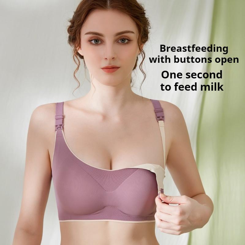 Pregnant Women Seamless Ice Silk Large Size Nursing Bra Breastfeeding Adjustment Push-up No-wire Underwear