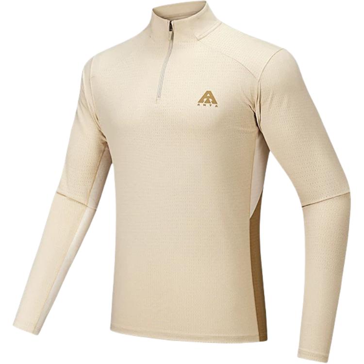 Anta Outdoor Series Simple Stand Collar Versatile Comfortable Quick-Dry Long Sleeve T-Shirt Men Tops 952536401-1