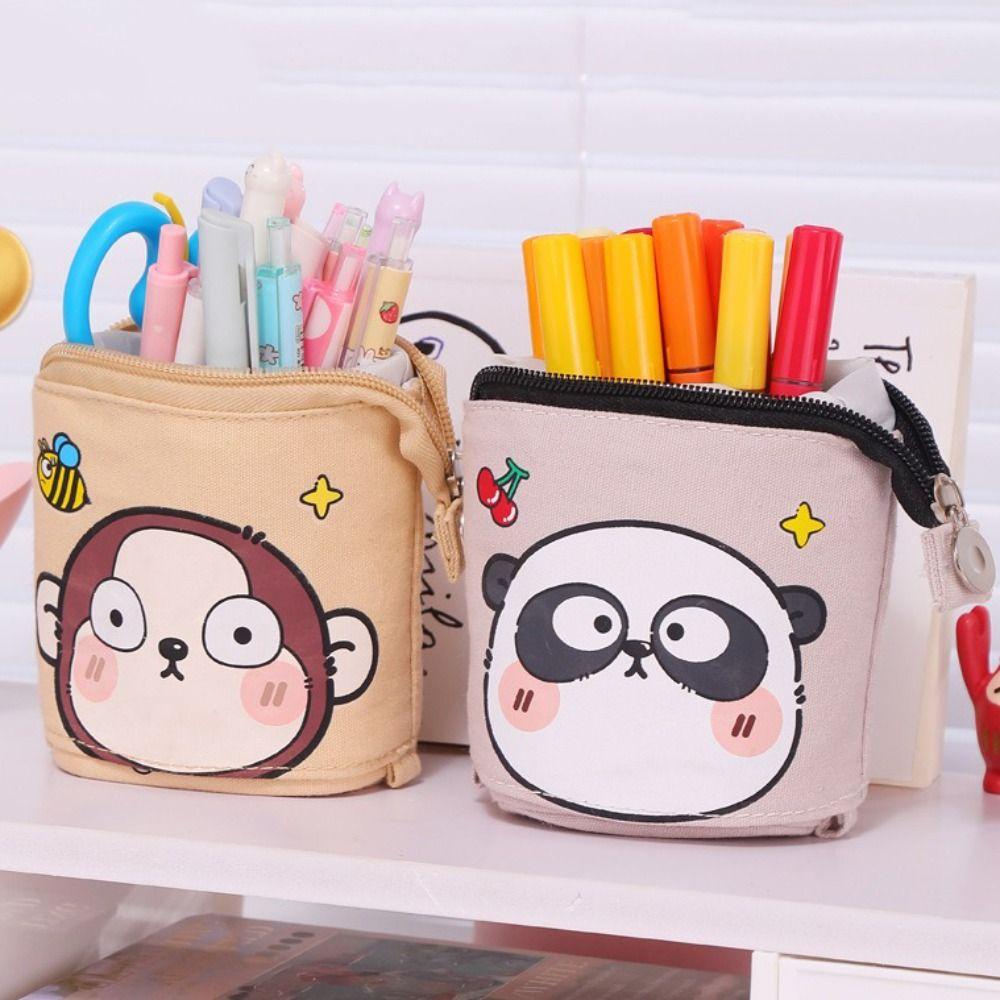 Pop Up Design Zipper Storage Box Large Capacity Pen Holder Girls Boys Pen Box Stationery Gift