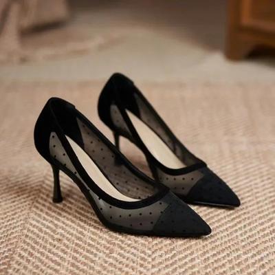 Women's Shoes 2024 Summer Fashion Pointy Mesh Breathable Stiletto Heel Shallow Sandals for Women