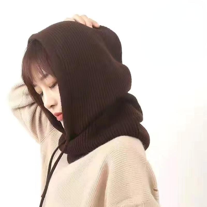 

Балаклава Skullies, шапки, женский пуловер, вязаная шапка, осень-зима, теплый шарф, шапки, шапки, женская кепка, унисекс, капот 56-58cm коричневый