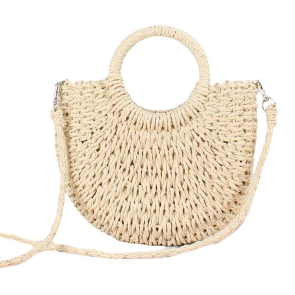 New Hand Woven Straw Woven Handbag Large Capacity Boho Style Beach Bag Hollow Out Hand Woven Bag Beach Vacation бежевый