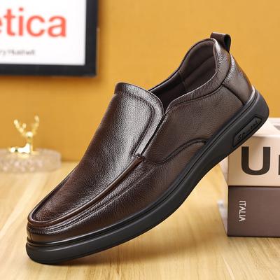 Lässige Lederschuhe Herren 2025 Herbst runde Spitze weiches Leder Herrenschuhe bequeme Slipper Freizeitschuhe Tide 2025
