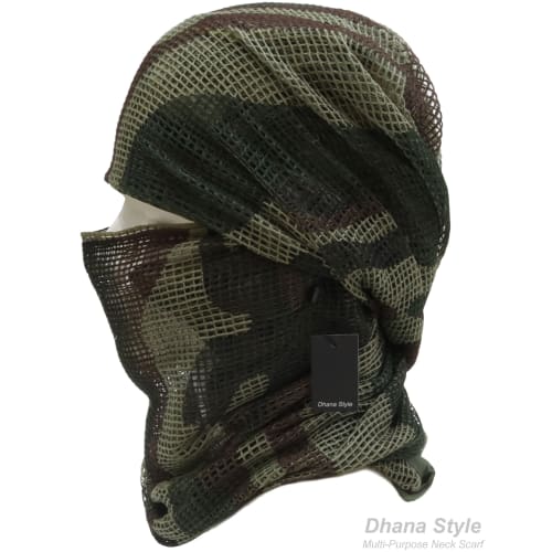 Sniper Veil Military Camouflage Mesh Army Ghillie Net Sniper Rifle Cover Camouflage Shemagh Scarf Face Headwear (Woodland)