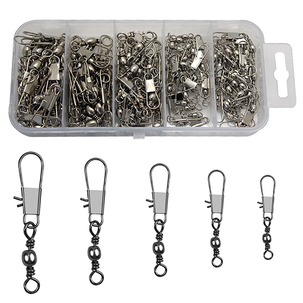 

101pcs/201pcs Fishing Swivels With Ball Bearing 5 Sizes 2# 4# 6# 8# 10# Bait Connector Fishing Accessories 101pcs #1