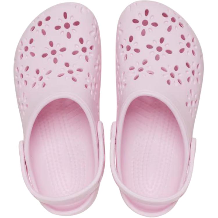 Crocs Classic Clog Floral Cutout Comfortable Breathable Lightweight Shock Absorption Low Top Sandals Kids sandals Pink 210943-6ZW