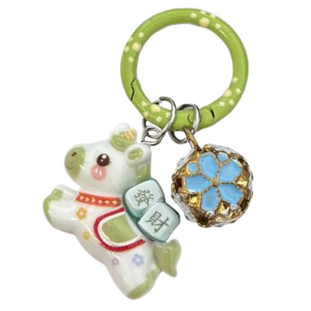 Horse Key Chain 2026 Chinese New Year Cartoon Rich Horse Resin Charms Lovely horse Animal Pendant Keychain Charm Jewelry Make зелёный