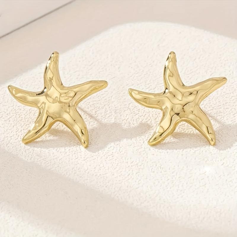 

CAOSHI Temperament Versatile Big Stud Earrings Gorgeous Engagement Wedding Accessories Chic Starfish Design Jewelry for Women