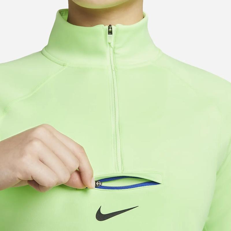 Nike T Shirts Women's Green Stand Collar Moderate Straight Fit DM7569-345
