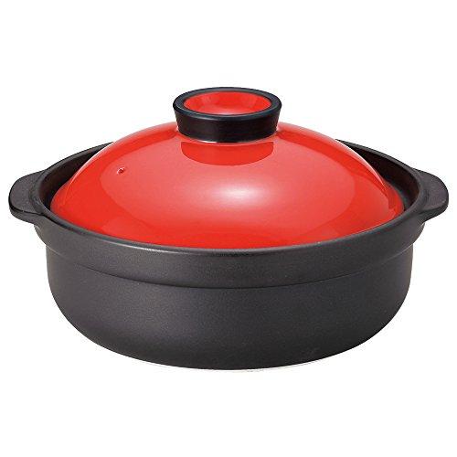 Yamashita Kogei Earthenware Pot, Ceramic, 22 x 19.4 x 10.5 cm (800cc), Banquet Red/Black, No. 6, 15032600
