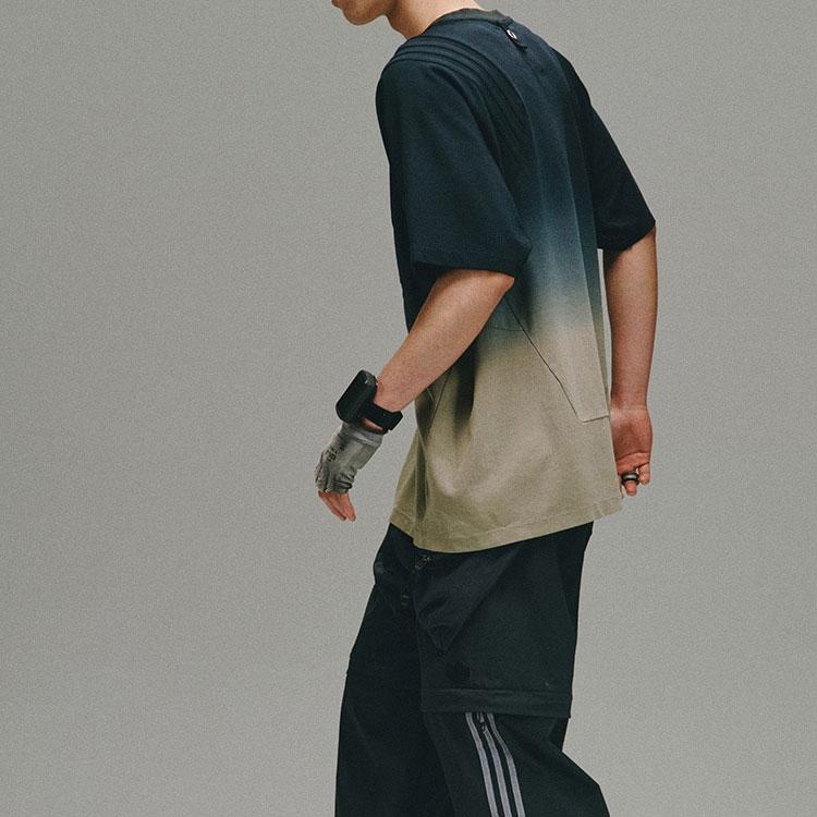 Adidas Originals X Hamcus Collaboration SS23 Gradient Crew Neck Short Sleeve T-Shirt Unisex Tops Charcoal-Black HY4192