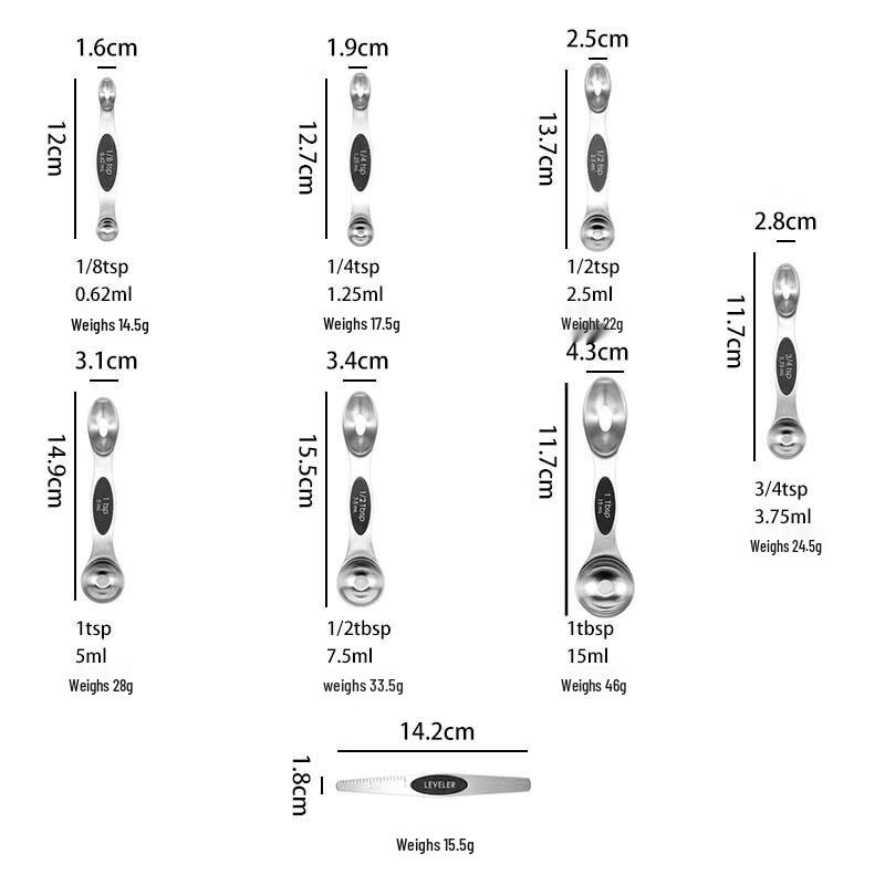 ZISIZ Stainless Steel Double-Ended Measuring Spoon Set